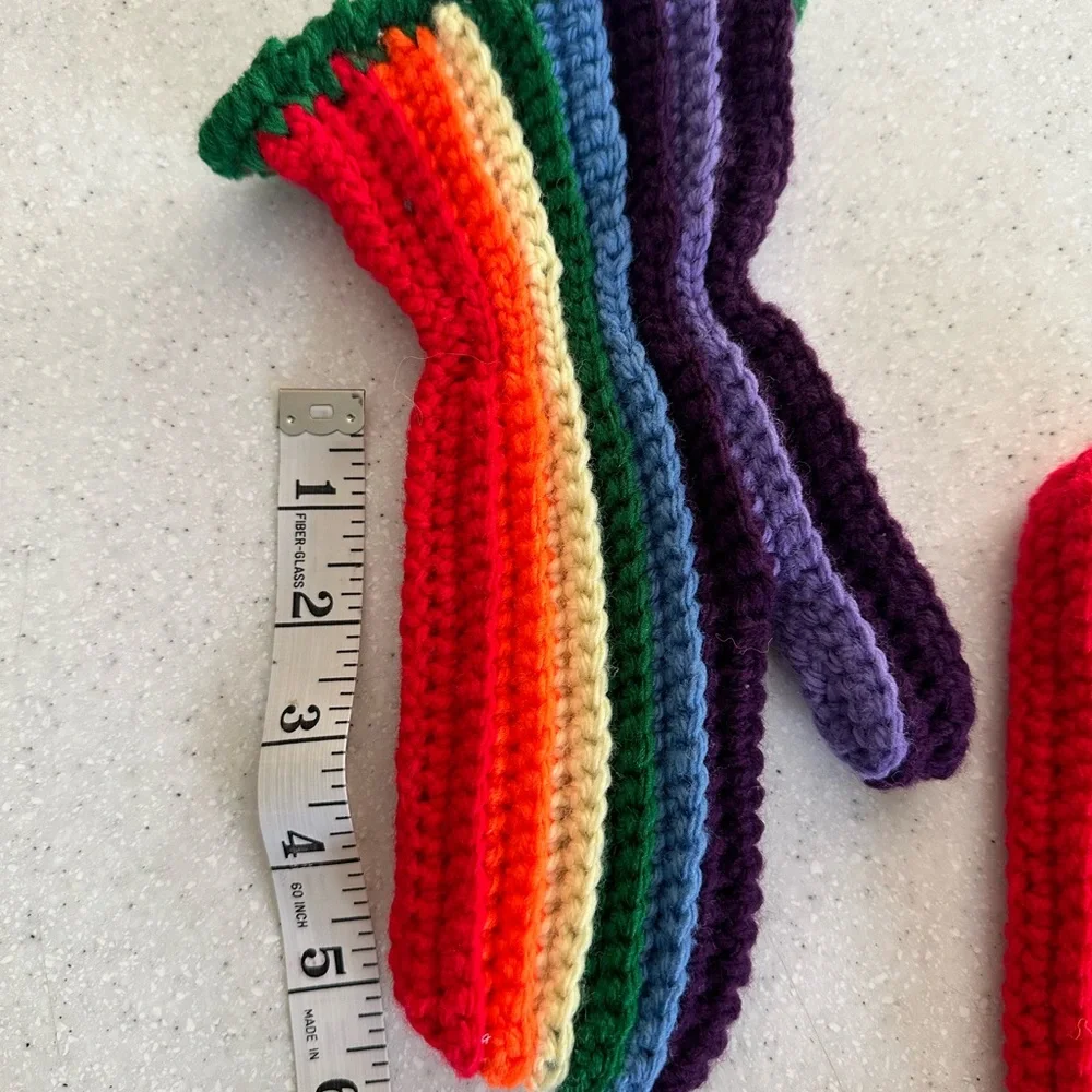 Handmade Crocheted Rainbow 🌈 Girl’s Mittens! So Cute! Outerwear. Multicolored